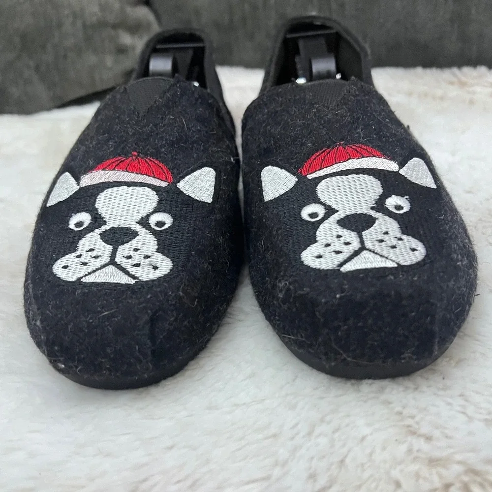 BOBS Skechers Boston Terrier, Black Expressive Design Memory Foam Flat Shoes W10